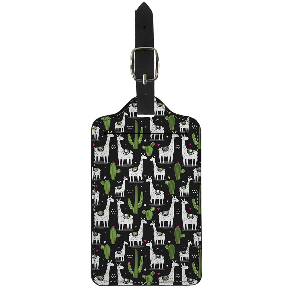 Cactus And Llama Pattern Print Luggage Tag