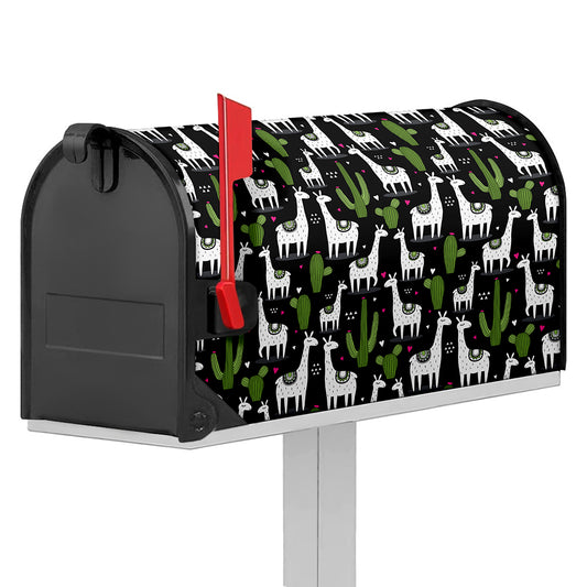 Cactus And Llama Pattern Print Mailbox Cover