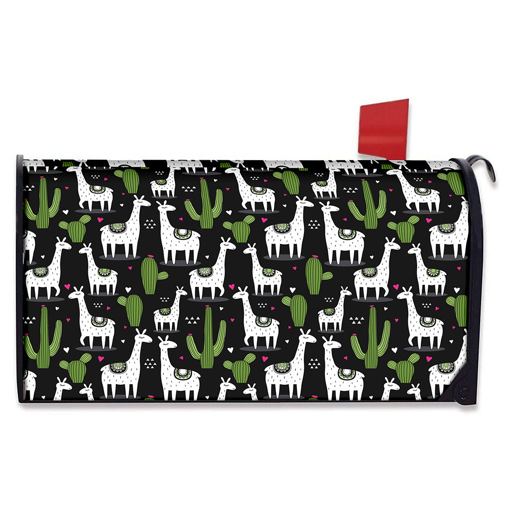 Cactus And Llama Pattern Print Mailbox Cover