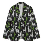Cactus And Llama Pattern Print Men's Blazer