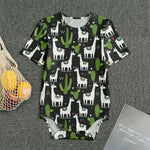 Cactus And Llama Pattern Print Men's Bodysuit