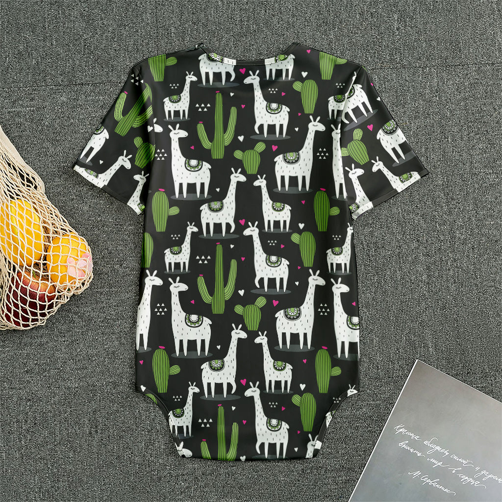 Cactus And Llama Pattern Print Men's Bodysuit