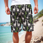 Cactus And Llama Pattern Print Men's Cargo Shorts