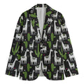 Cactus And Llama Pattern Print Men's Cotton Blazer