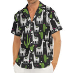 Cactus And Llama Pattern Print Men's Deep V-Neck Shirt