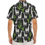 Cactus And Llama Pattern Print Men's Deep V-Neck Shirt