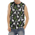 Cactus And Llama Pattern Print Men's Fitness Tank Top