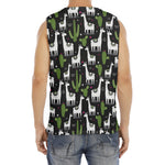 Cactus And Llama Pattern Print Men's Fitness Tank Top