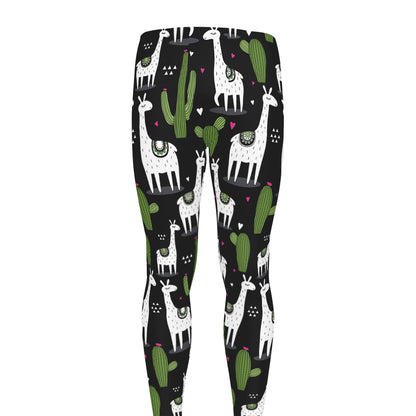 Cactus And Llama Pattern Print Men's leggings