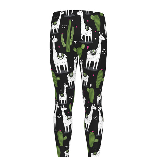 Cactus And Llama Pattern Print Men's leggings
