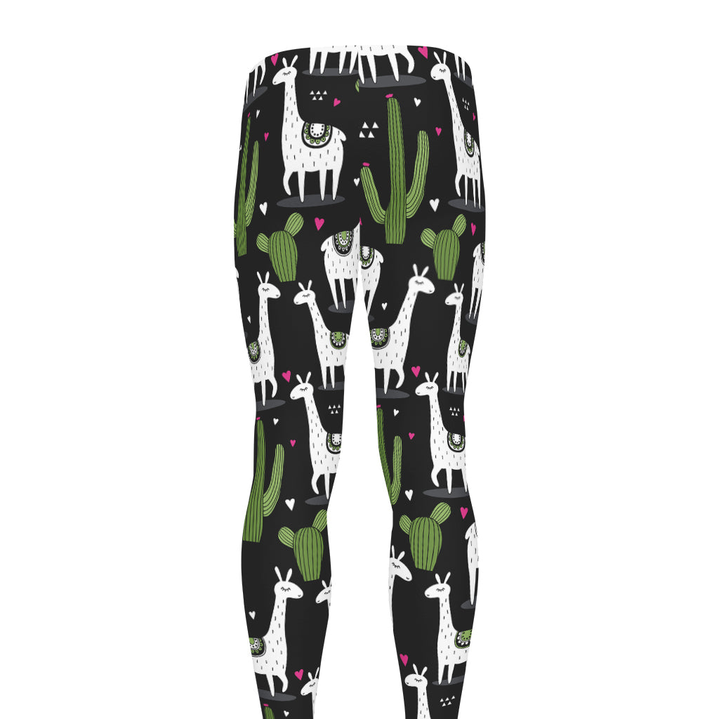 Cactus And Llama Pattern Print Men's leggings