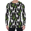 Cactus And Llama Pattern Print Men's Long Sleeve T-Shirt