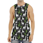 Cactus And Llama Pattern Print Men's Muscle Tank Top