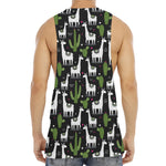 Cactus And Llama Pattern Print Men's Muscle Tank Top