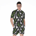 Cactus And Llama Pattern Print Men's Rompers