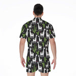 Cactus And Llama Pattern Print Men's Rompers