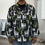 Cactus And Llama Pattern Print Men's Shirt Jacket