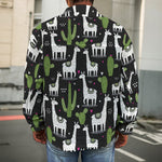 Cactus And Llama Pattern Print Men's Shirt Jacket