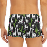 Cactus And Llama Pattern Print Men's Short Boxer Briefs