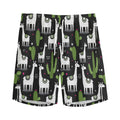 Cactus And Llama Pattern Print Men's Athletic Shorts