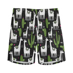 Cactus And Llama Pattern Print Men's Sports Shorts