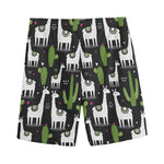 Cactus And Llama Pattern Print Men's Sports Shorts