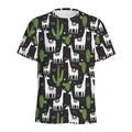 Cactus And Llama Pattern Print Men's Athletic T-Shirt