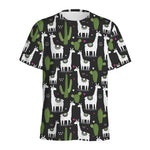 Cactus And Llama Pattern Print Men's Sports T-Shirt