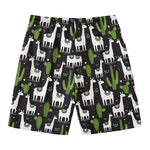Cactus And Llama Pattern Print Men's Swim Trunks