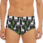 Cactus And Llama Pattern Print Men's Triangle Swim Briefs