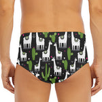 Cactus And Llama Pattern Print Men's Triangle Swim Briefs