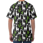 Cactus And Llama Pattern Print Men's Velvet T-Shirt