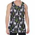 Cactus And Llama Pattern Print Men's Velvet Tank Top