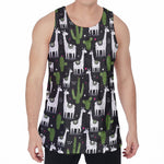 Cactus And Llama Pattern Print Men's Velvet Tank Top