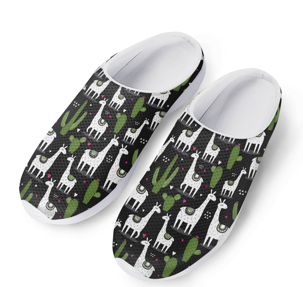 Cactus And Llama Pattern Print Mesh Casual Shoes