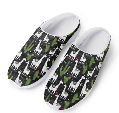 Cactus And Llama Pattern Print Mesh Casual Shoes