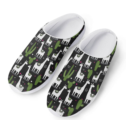 Cactus And Llama Pattern Print Mesh Casual Shoes