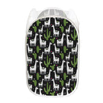 Cactus And Llama Pattern Print Mesh Laundry Hamper