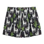 Cactus And Llama Pattern Print Mesh Shorts
