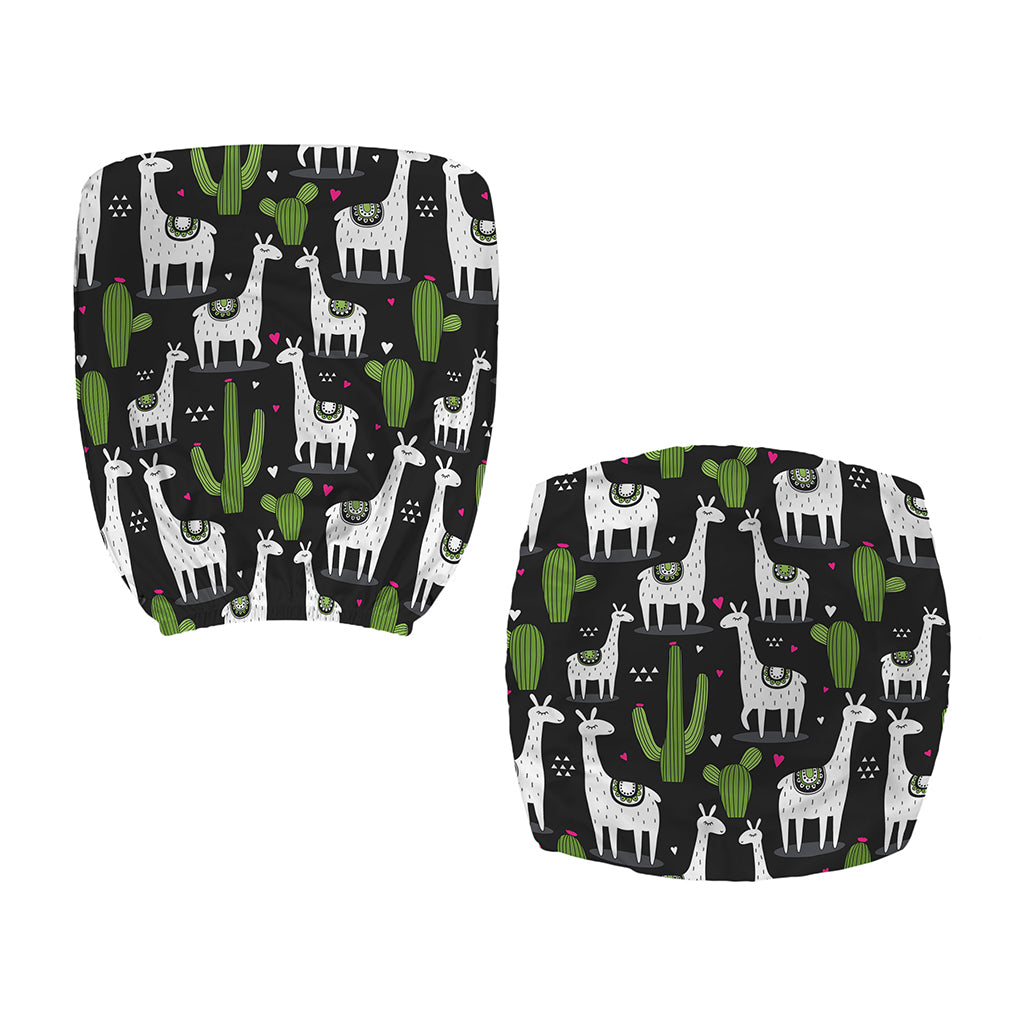 Cactus And Llama Pattern Print Office Chair Cover
