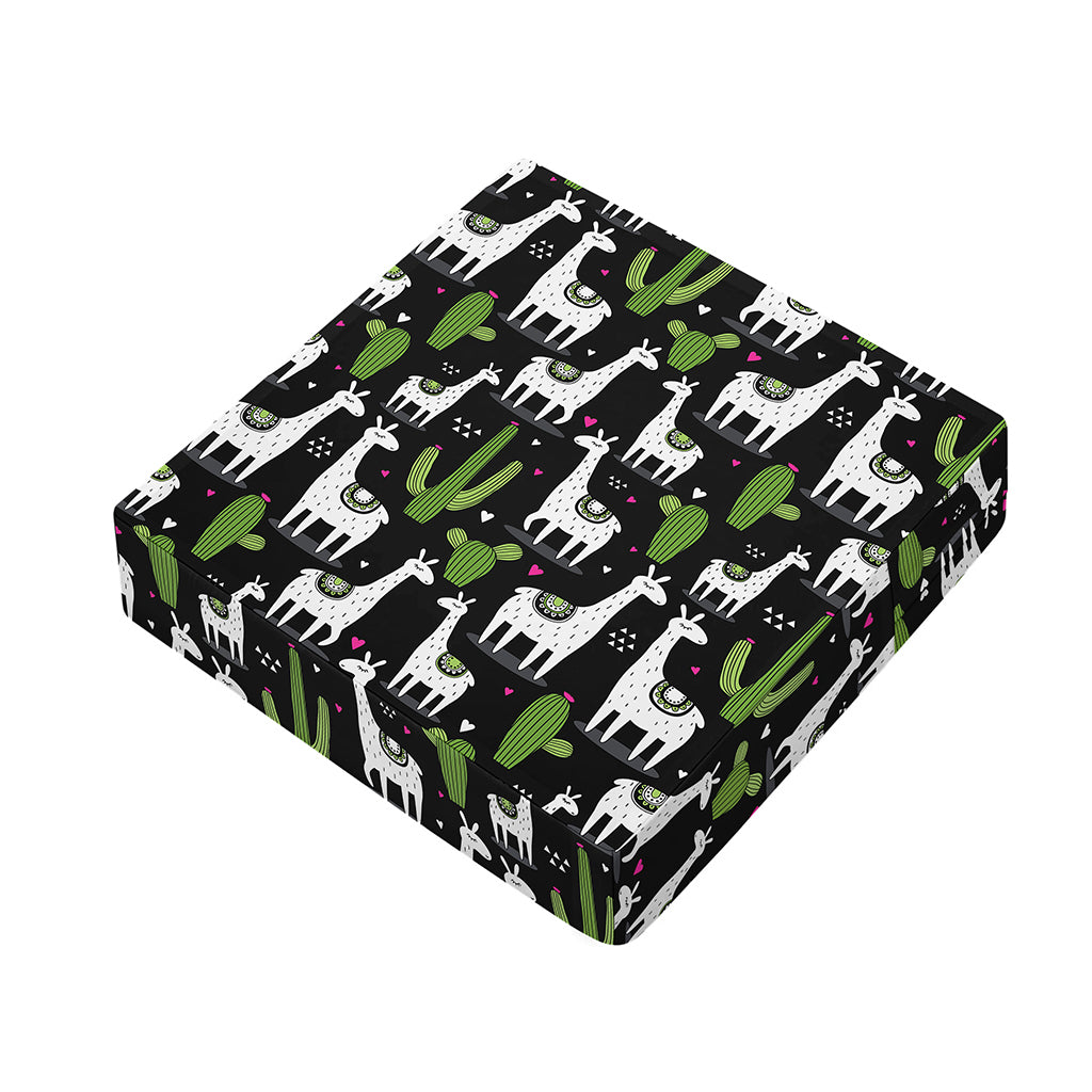 Cactus And Llama Pattern Print Outdoor Seat Cushion Cover