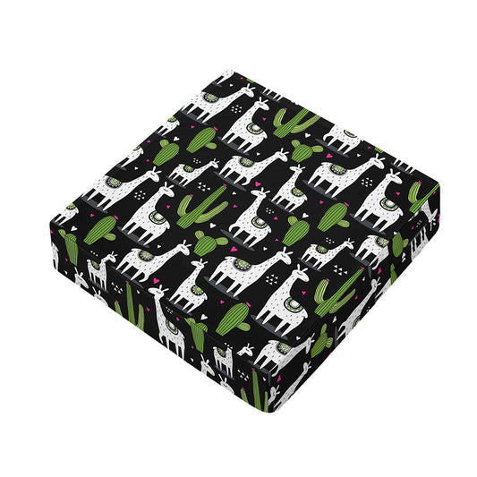 Cactus And Llama Pattern Print Outdoor Seat Cushion Cover