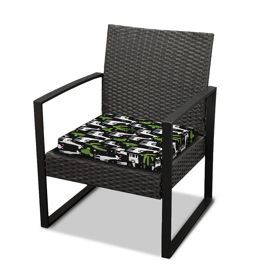 Cactus And Llama Pattern Print Outdoor Seat Cushion Cover