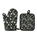 Cactus And Llama Pattern Print Oven Mitt And Pot Holder Set