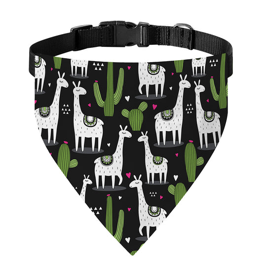 Cactus And Llama Pattern Print Over The Collar Dog Bandana