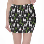 Cactus And Llama Pattern Print Pencil Mini Skirt