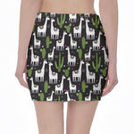 Cactus And Llama Pattern Print Pencil Mini Skirt
