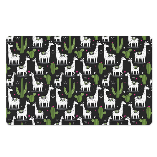 Cactus And Llama Pattern Print Polyester Doormat