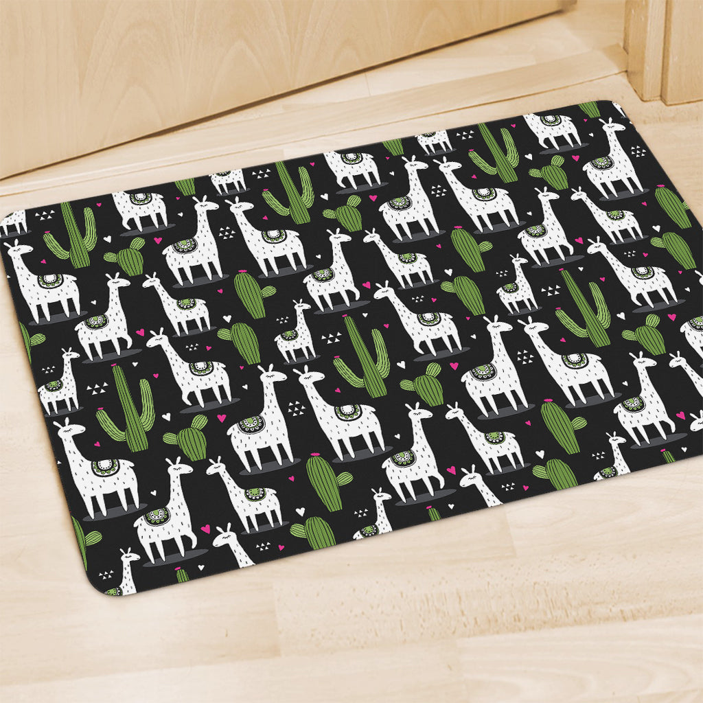 Cactus And Llama Pattern Print Polyester Doormat