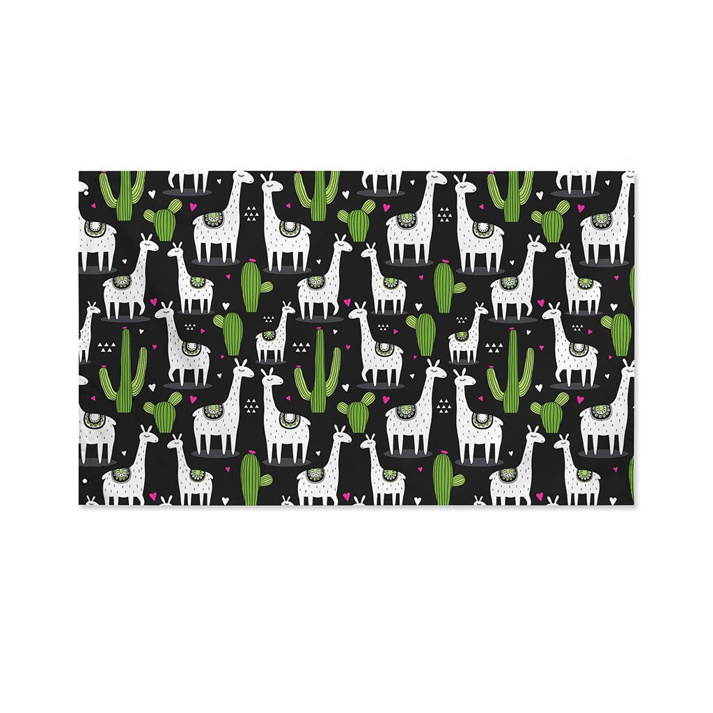 Cactus And Llama Pattern Print Polyester Flag